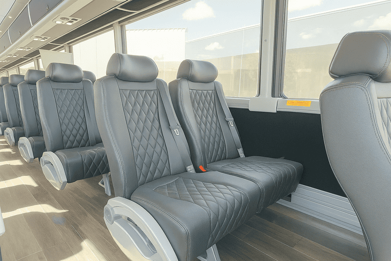 interior of Tulare Coach Bus Service charter bus