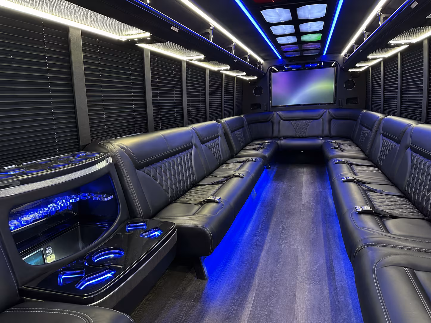 tulare 20 passenger party bus inside