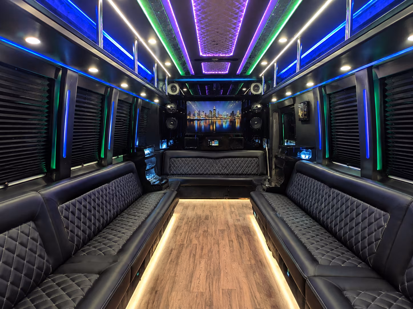 tulare 25 passenger party bus interior
