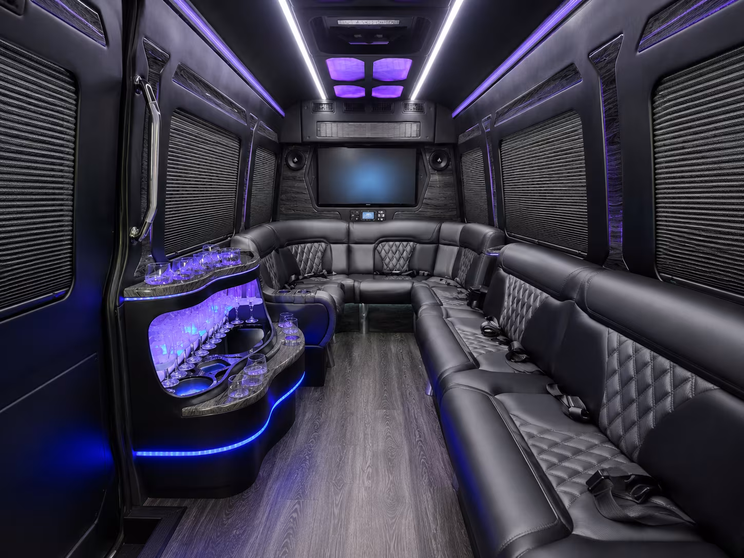 tulare 40 passenger party bus inside