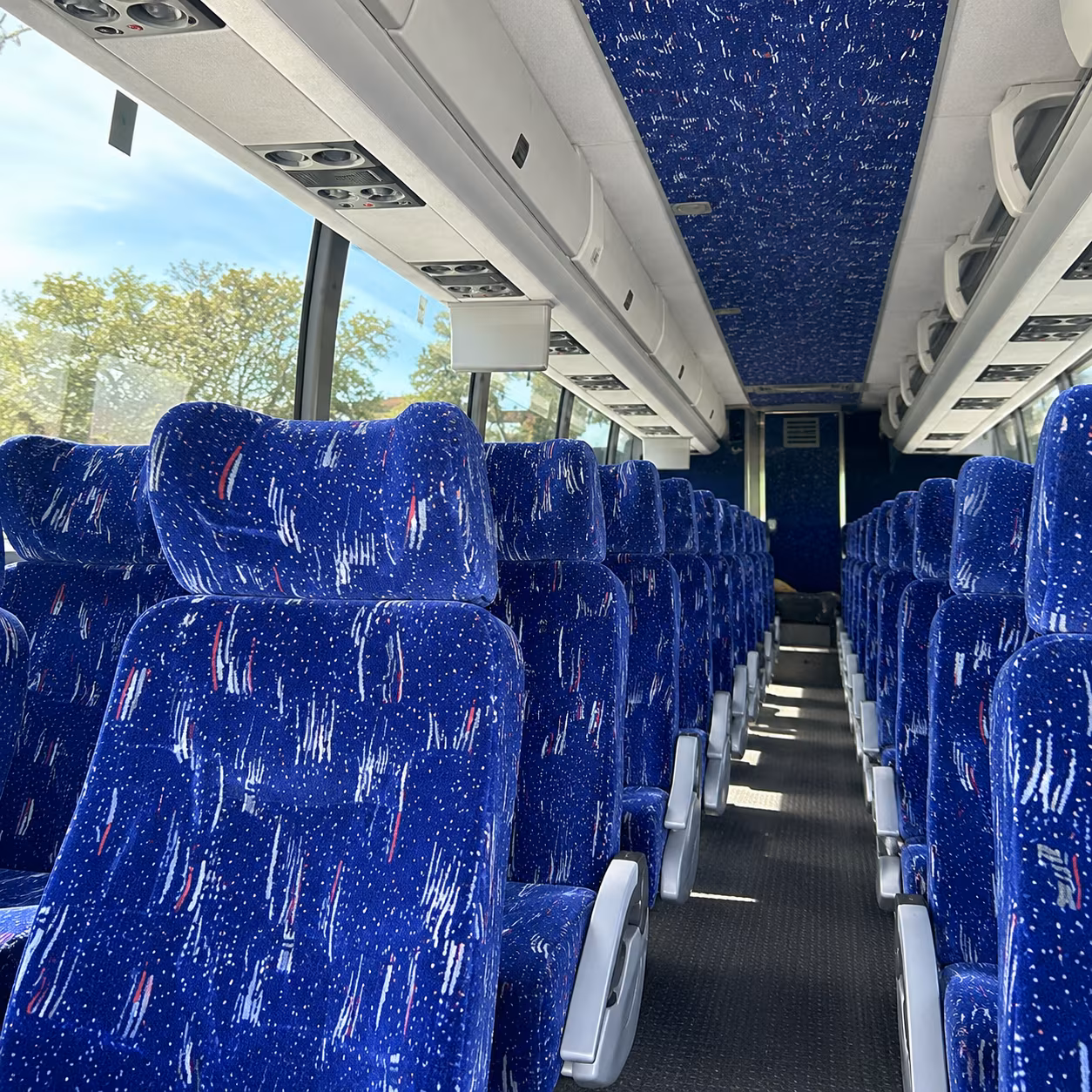 tulare 56 passenger charter bus inside